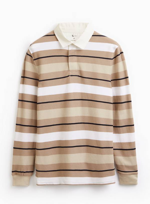 Cream Striped Rugby Shirt S