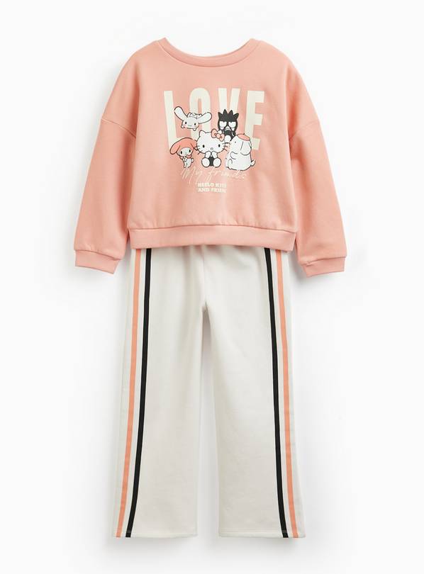 Coral & White Hello Kitty Sweat Set 9 years