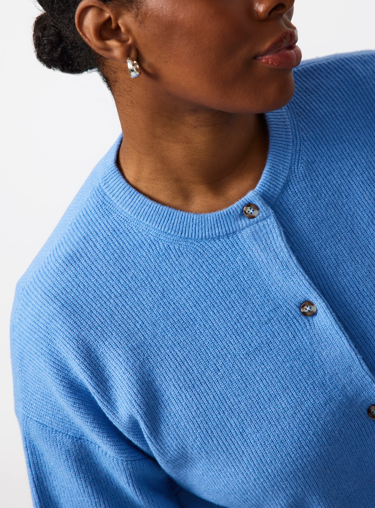 Blue Cosy Yarn Button Up Boxy Cardigan 20 - Image 3 thumbnail
