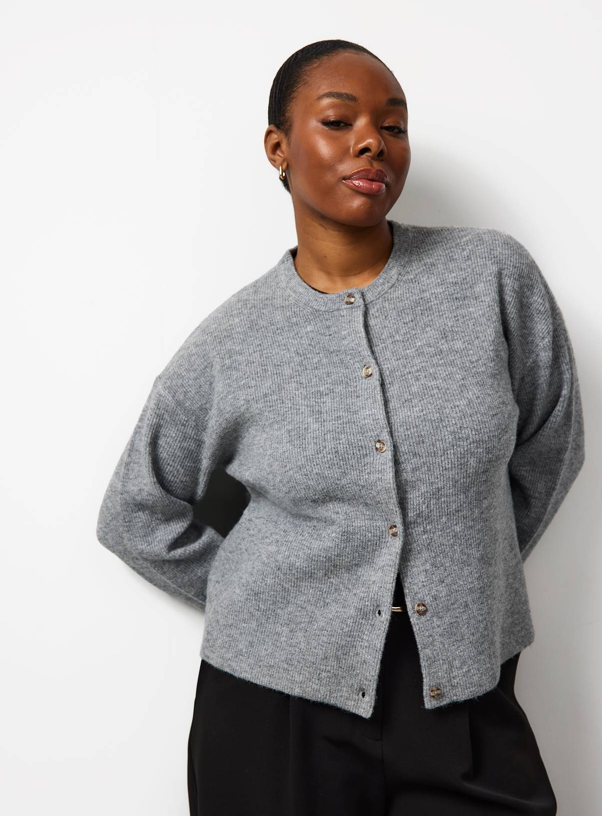 Grey Cosy Yarn Button Up Boxy Cardigan 18 - Image 1