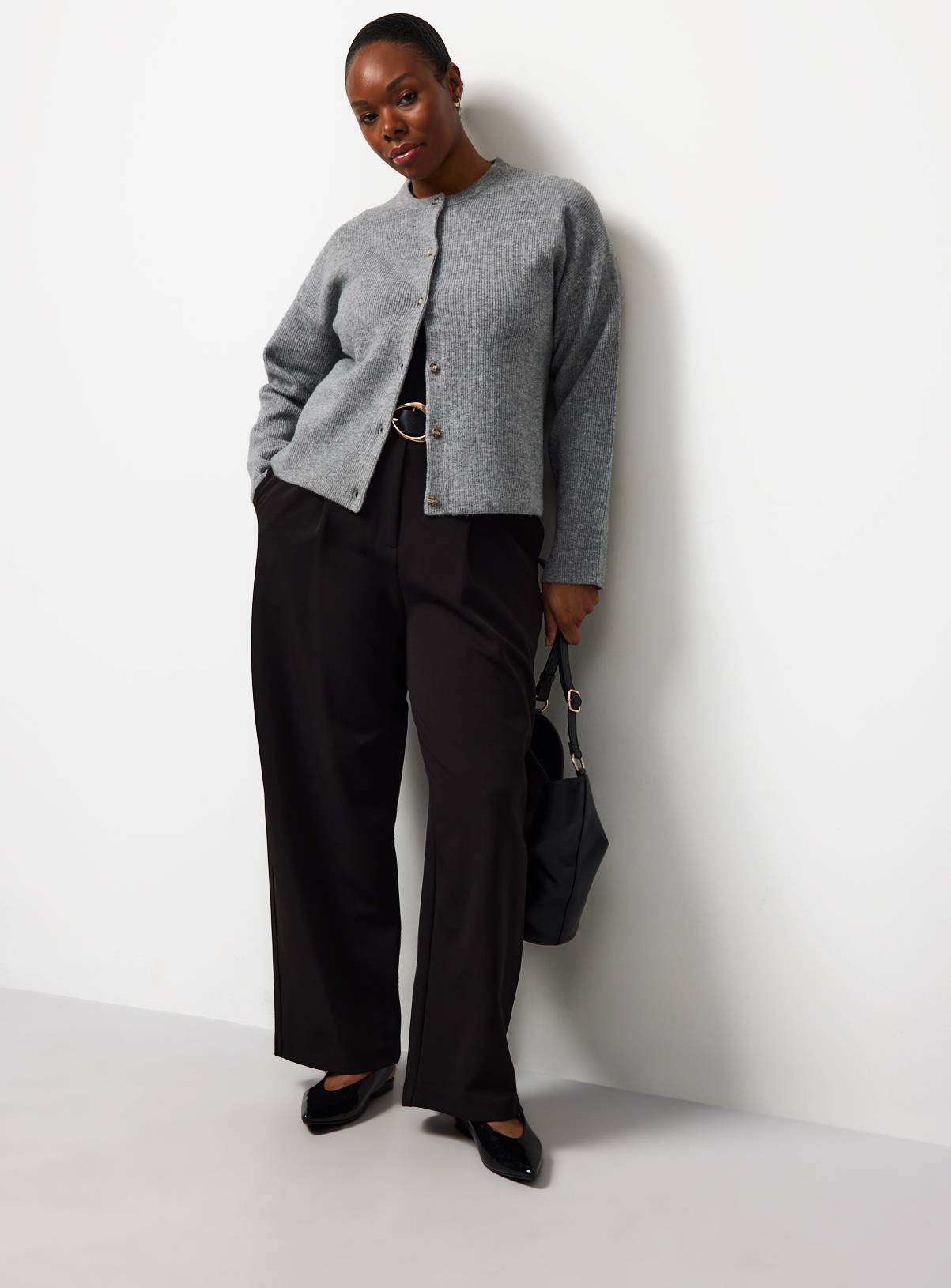 Grey Cosy Yarn Button Up Boxy Cardigan 18 - Image 2
