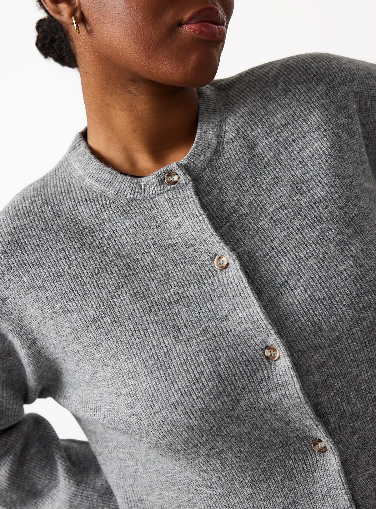 Grey Cosy Yarn Button Up Boxy Cardigan 18 - Image 3 thumbnail