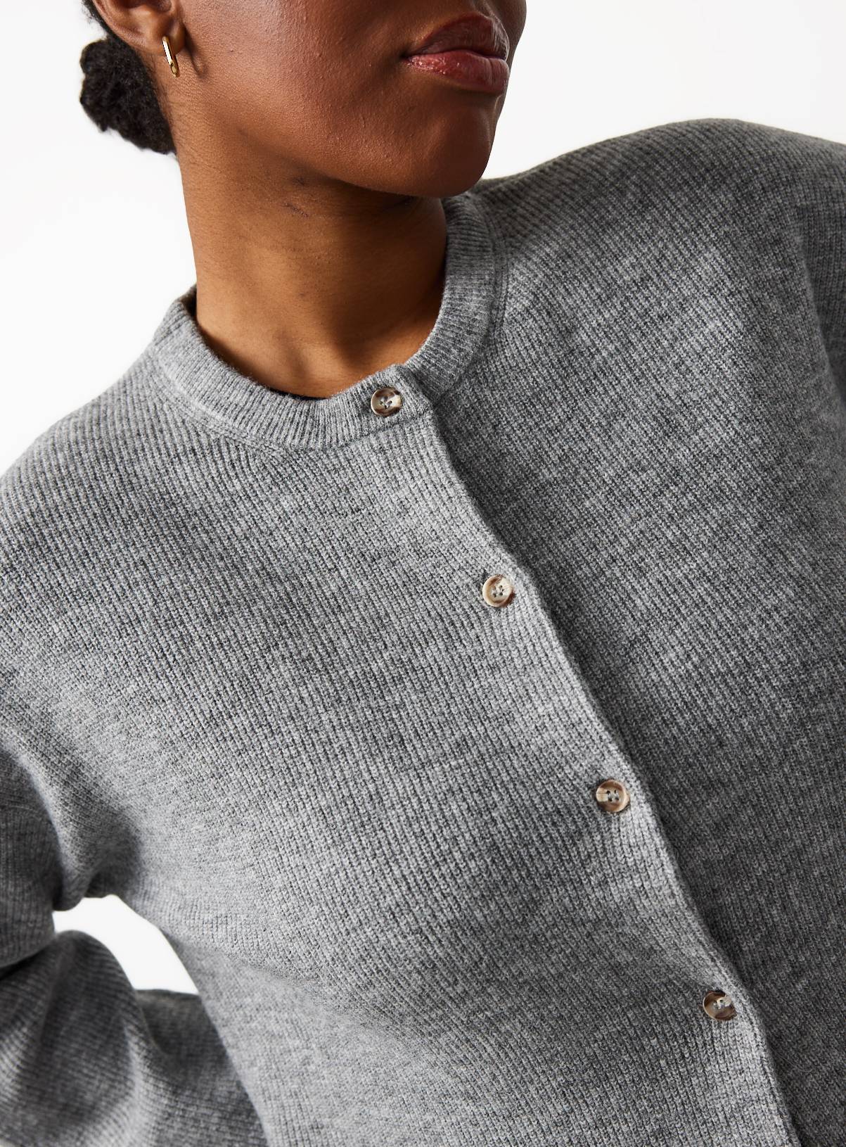 Grey Cosy Yarn Button Up Boxy Cardigan 18 - Image 3