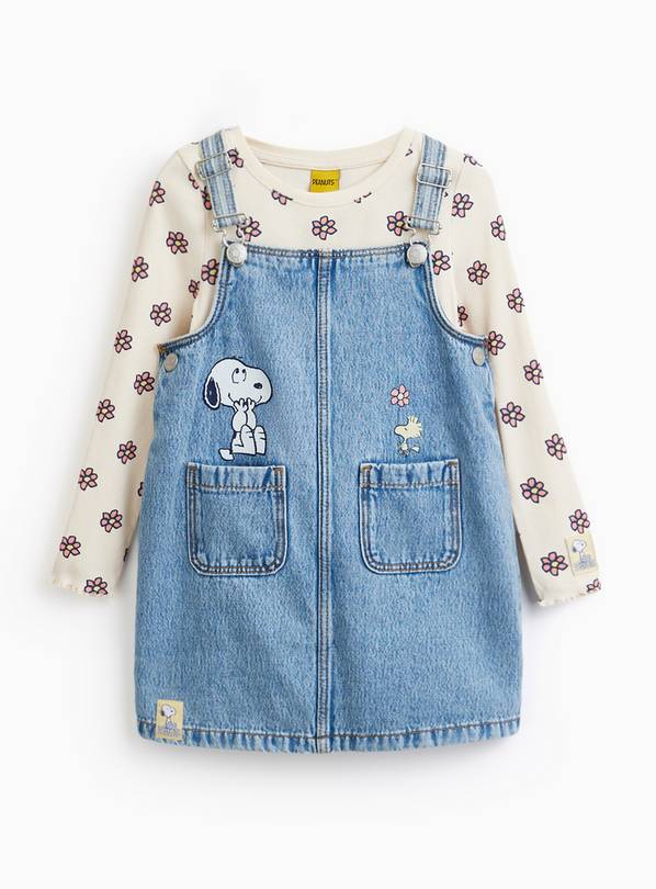 Denim Snoopy Print Pinafore Dress & Top Set 5-6 years
