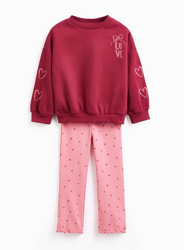 Love Bow Sweatshirt & Ribbed Flare Leggings  1-2 years