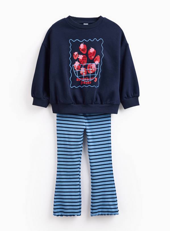 Navy Strawberry Basket Print Sweat Set 6-7 years
