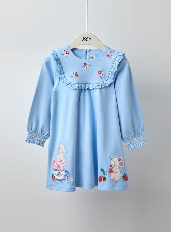 JOJO MAMAN BÉBÉ Mouse And Tea Cup Applique Dress 5-6 Years