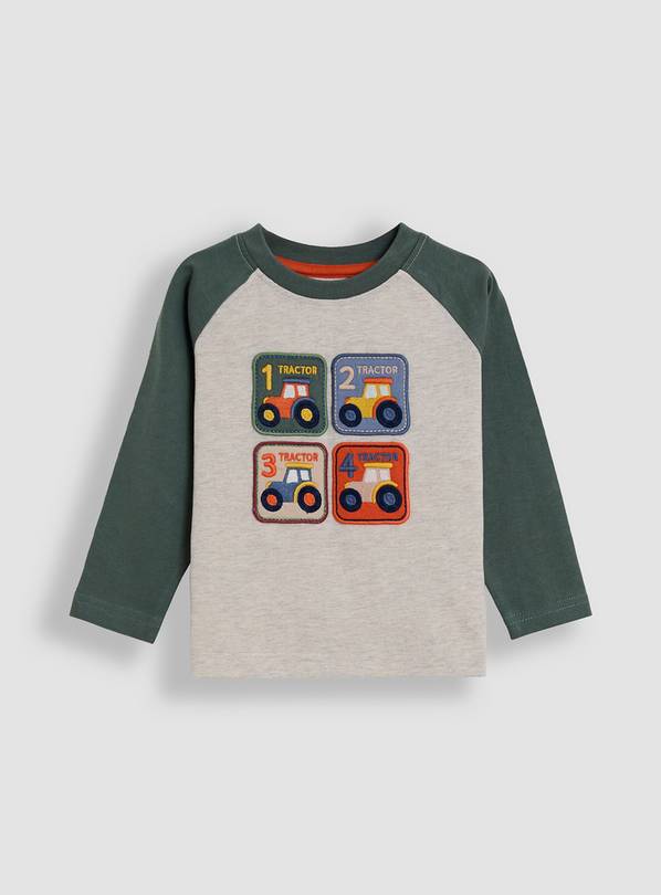 JOJO MAMAN BÉBÉ Tractor Patch Applique Top 6-12 months