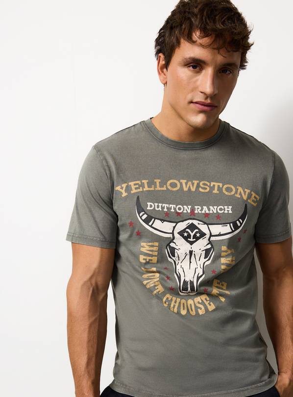 Yellow Stone Graphic Print T-Shirt L