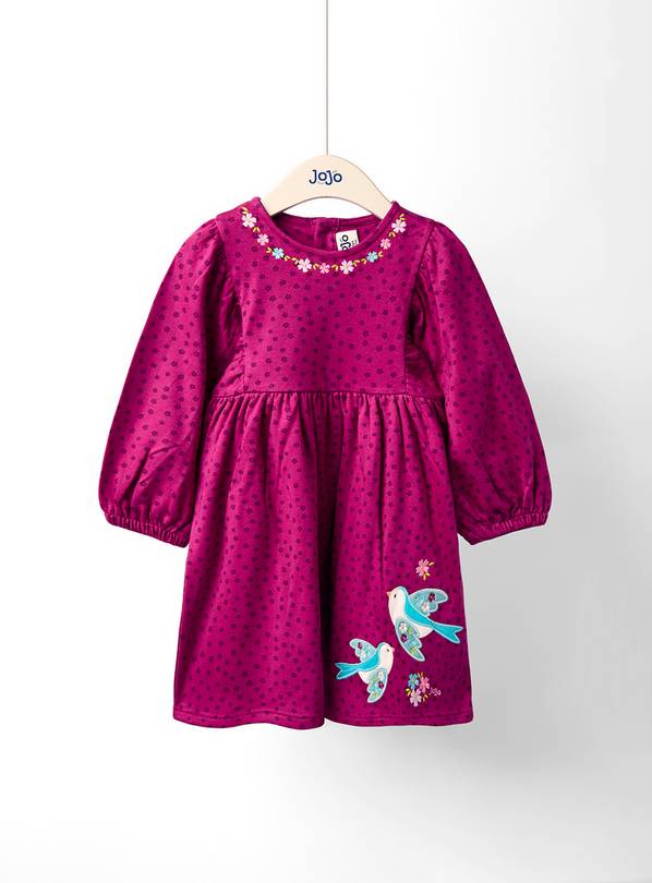 JOJO MAMAN BÉBÉ Bird Applique Balloon Sleeve Dress 6-12 months