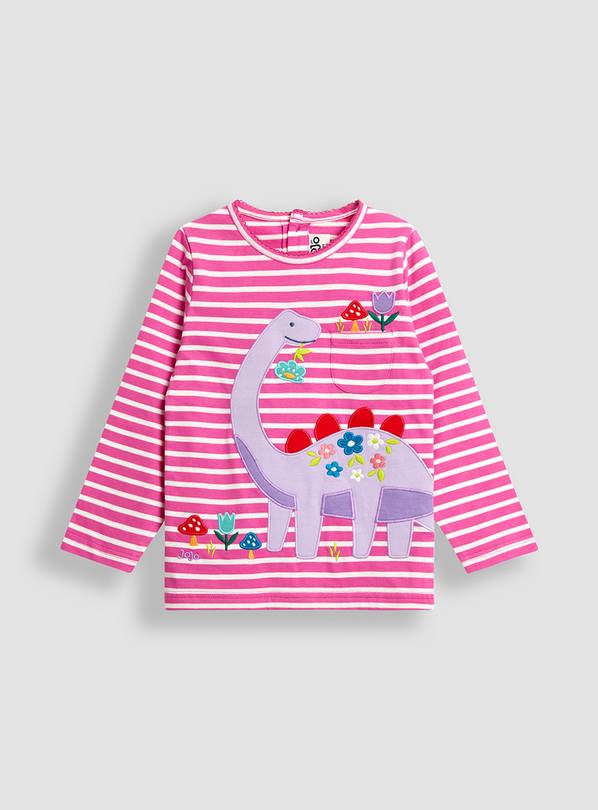 JOJO MAMAN BÉBÉ Dino Applique Stripe Top 6-12 months