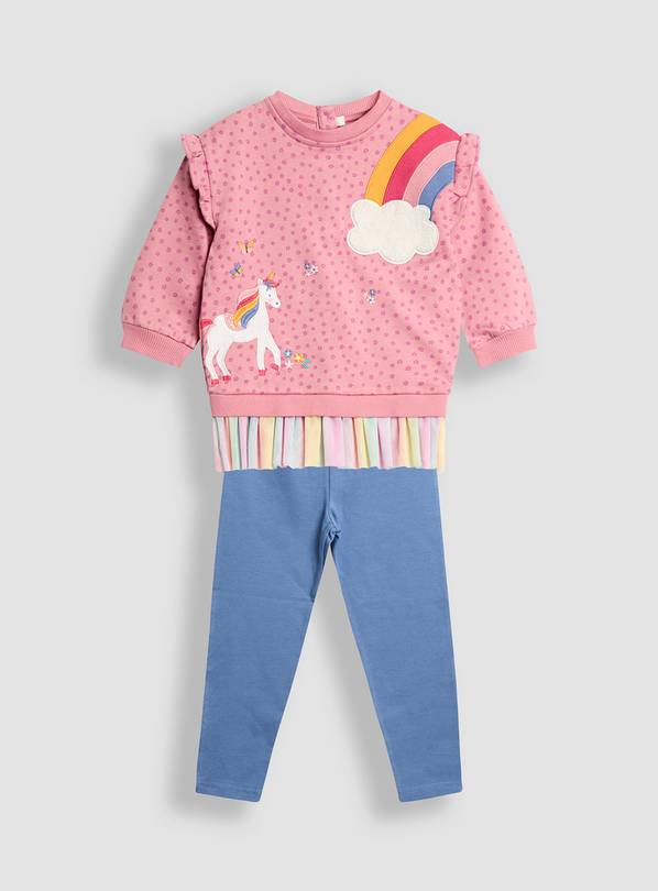 JOJO MAMAN BÉBÉ Unicorn And Rainbow Tulle Sweatshirt And Leggings Set 12-18 months