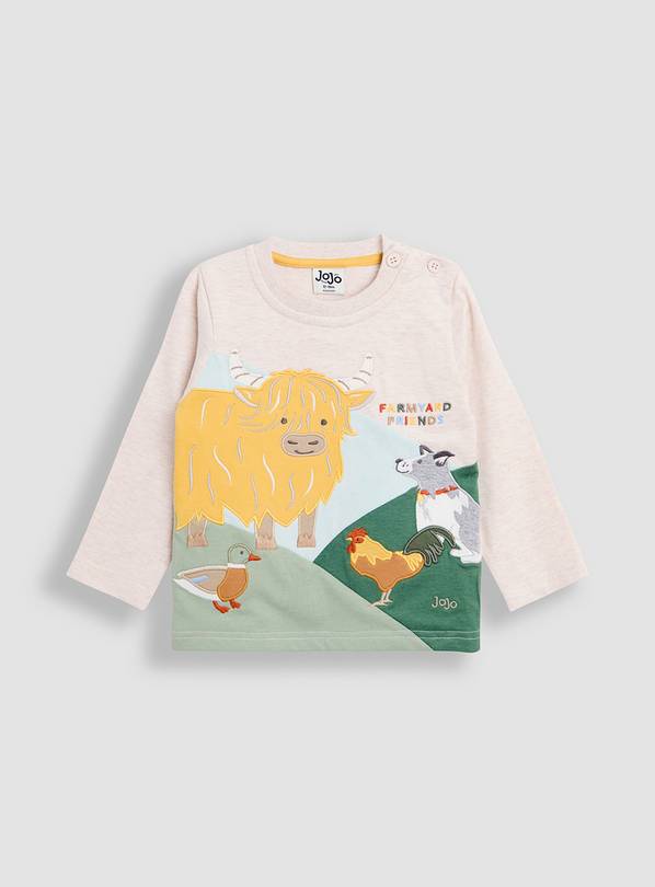JOJO MAMAN BÉBÉ Highland Cow Applique Top 6-12 months