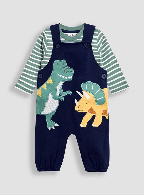 JOJO MAMAN BÉBÉ 2 Piece Dino Dungarees And Top Set 3-6 months