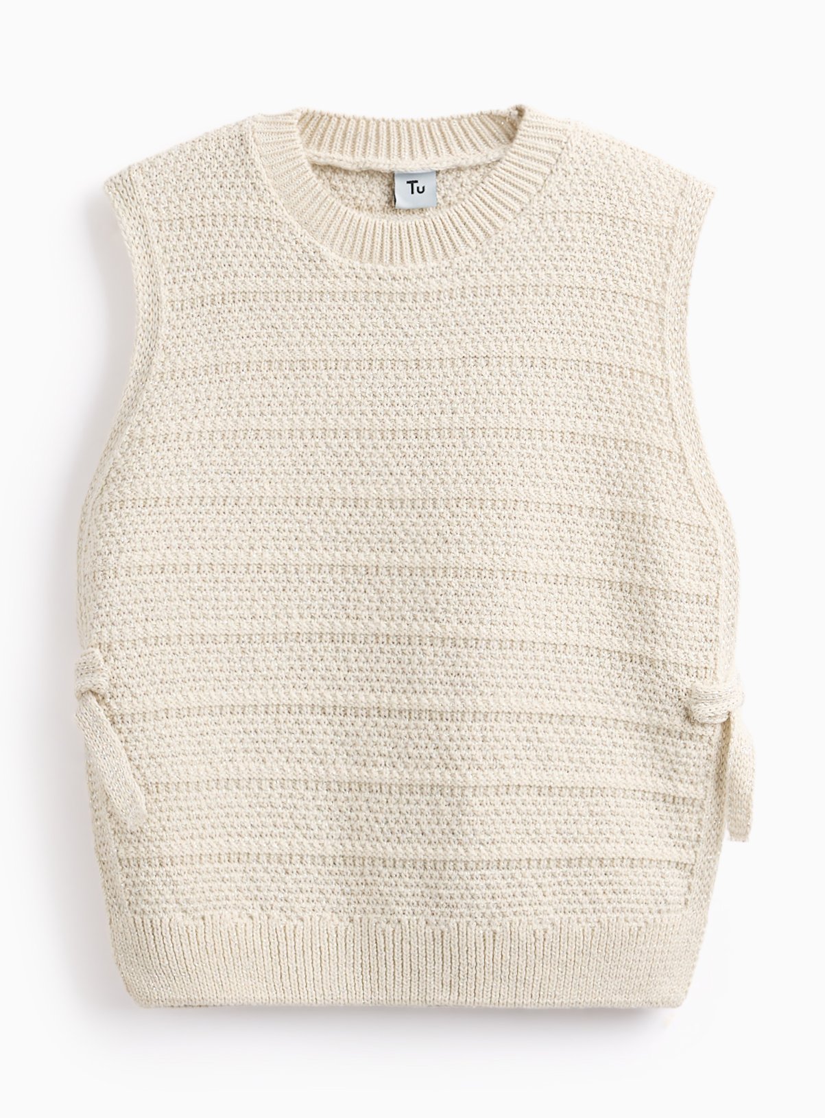 Cream Cream Glitter Tie Side Knitted Tank - Tu by Sainsbury's