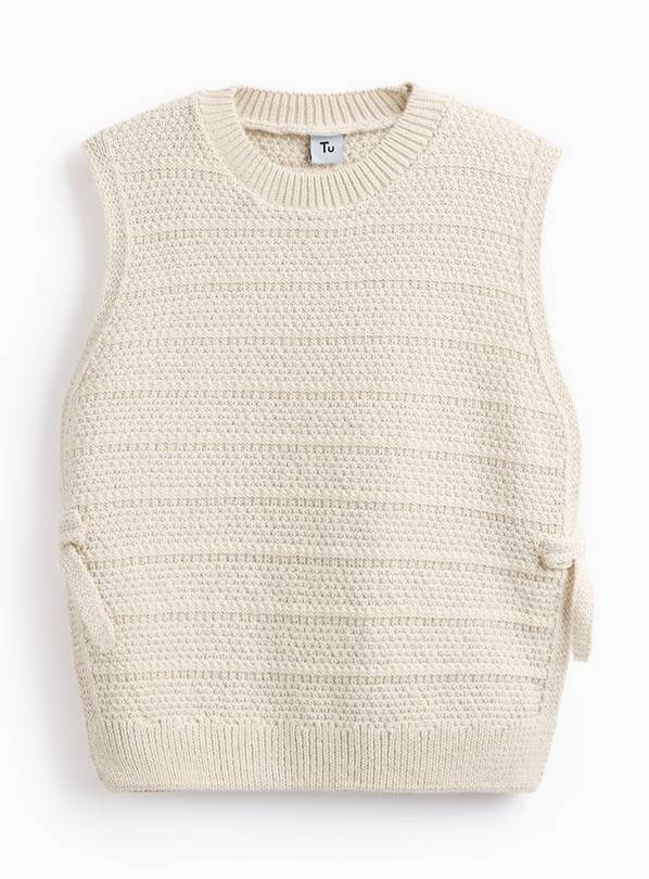 Cream Glitter Tie Side Knitted Tank 8 years