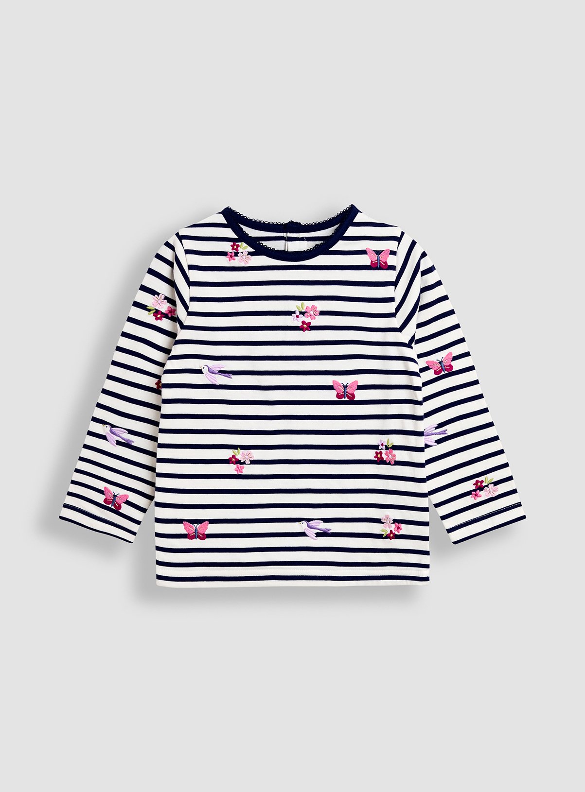 Navy Navy JOJO MAMAN BÉBÉ Floral And Butterfly Embroidered Top (4-5 Years) - Tu by Sainsbury's