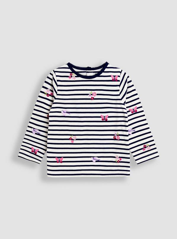 JOJO MAMAN BÉBÉ Floral And Butterfly Embroidered Top 6-12 months