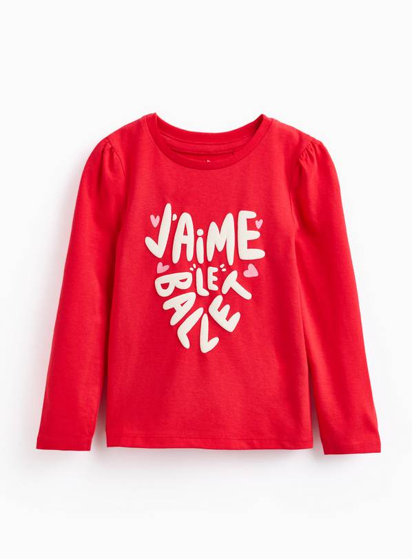 Red Heart Ballet Print Long Sleeve T-Shirt 4-5 years