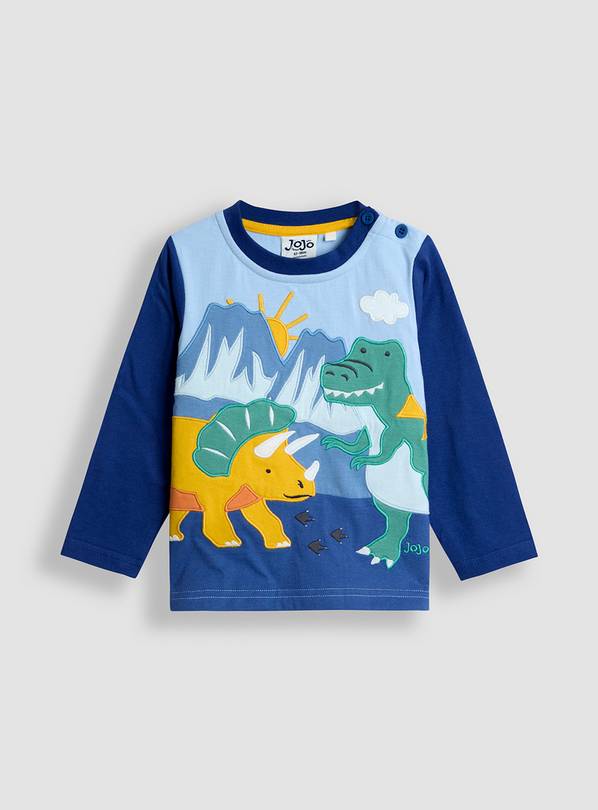 JOJO MAMAN BÉBÉ Dino Scene Applique Top 6-12 months