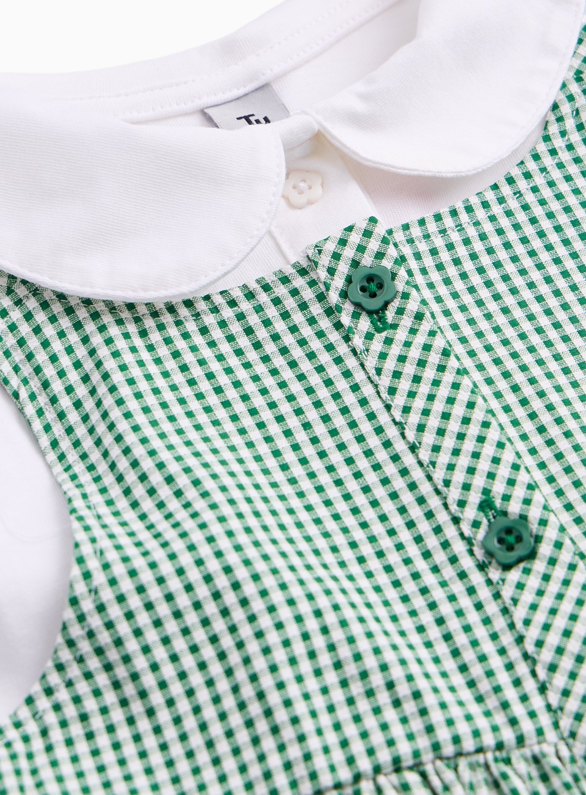 Green Gingham Mock Pinafore Dress & Polo Set 12 years - Image 2 thumbnail