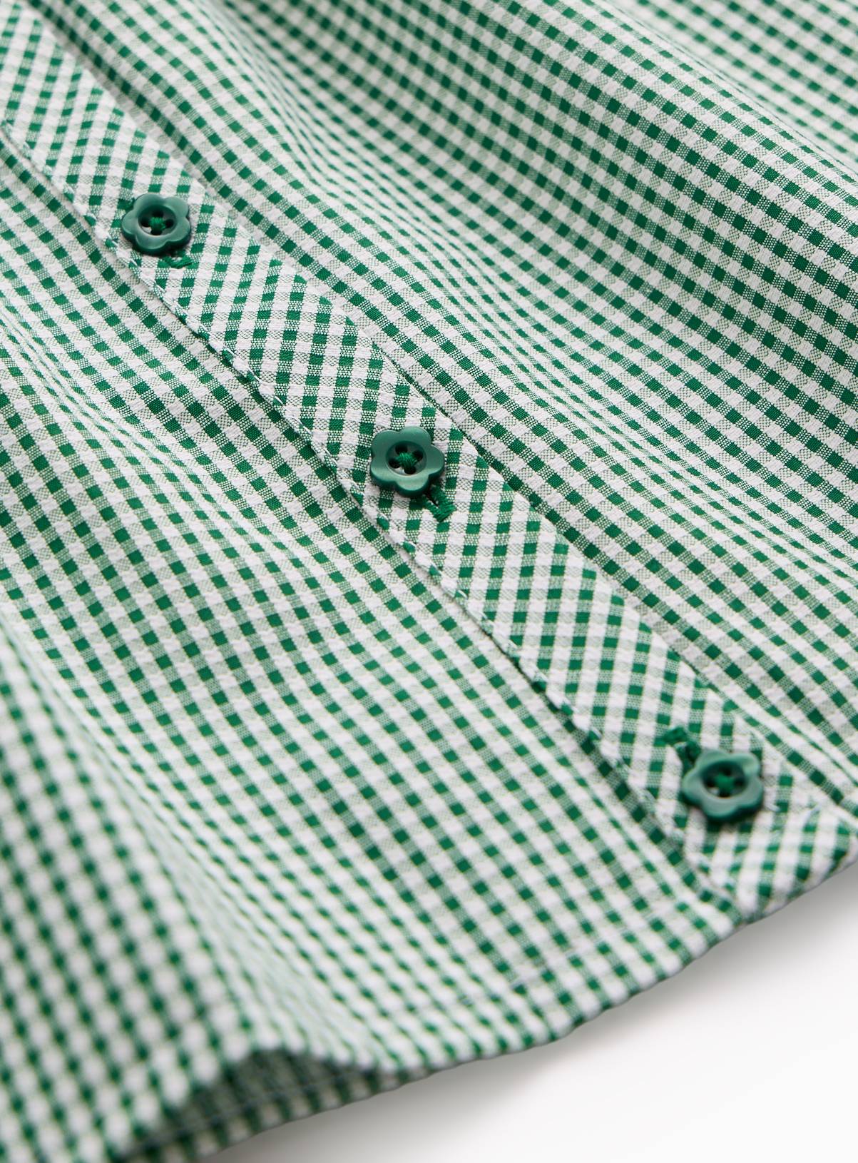 Green Gingham Mock Pinafore Dress & Polo Set 12 years - Image 4