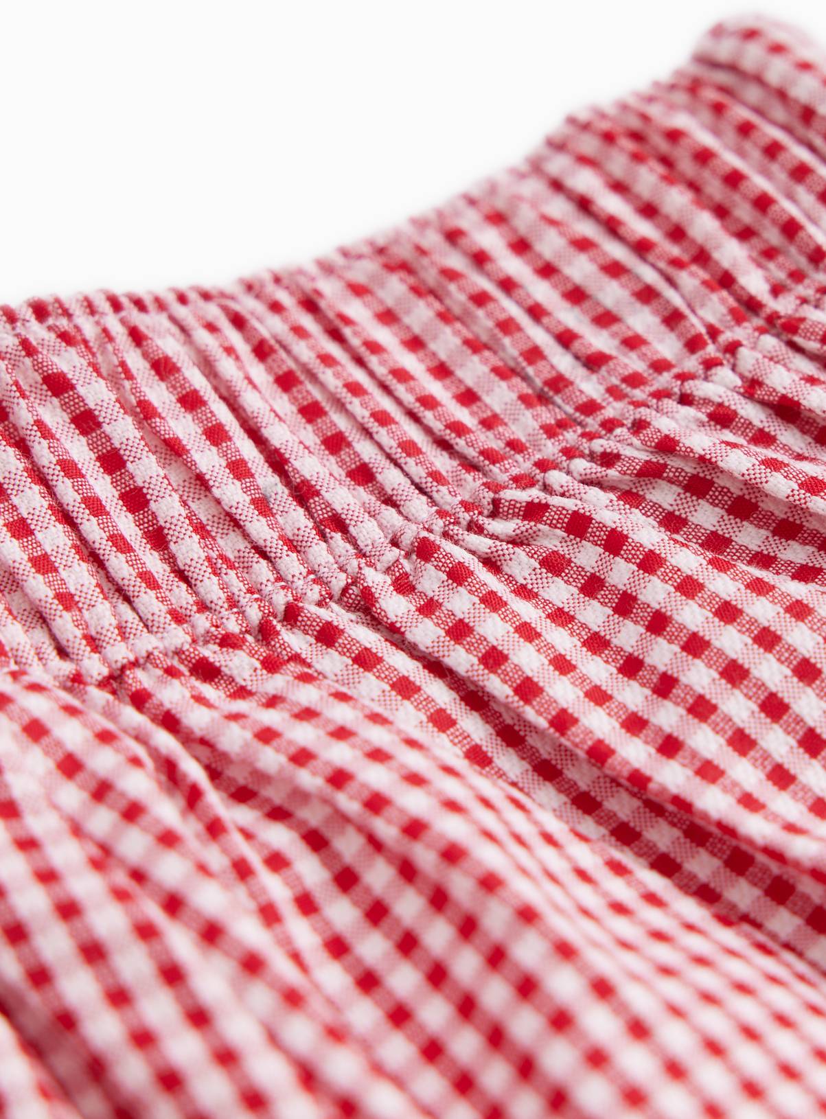 Red Gingham Cotton Blend Scallop Edge Culottes 12 years - Image 2