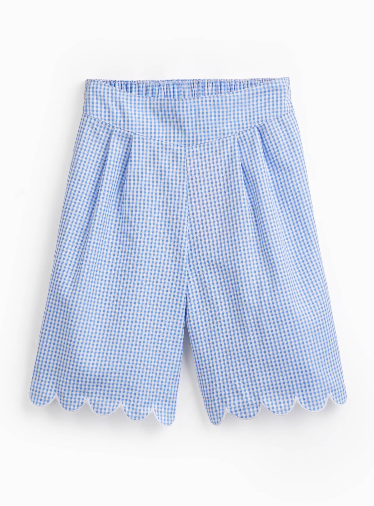 Blue Gingham Scallop Edge Culottes 12 years - Image 1