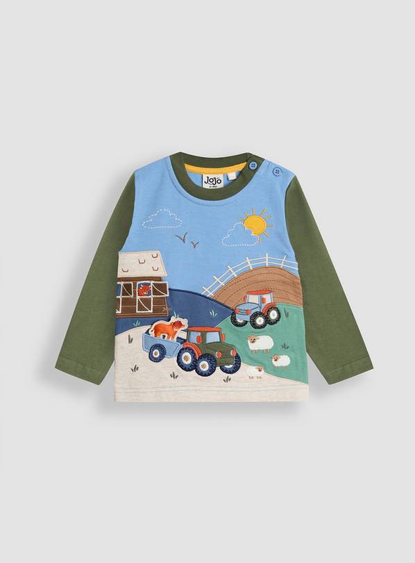 JOJO MAMAN BÉBÉ Farmyard Scene Applique Top 6-12 months