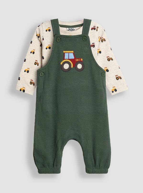 JOJO MAMAN BÉBÉ 2-Piece Tractor Dungarees And Top Set 3-6 months