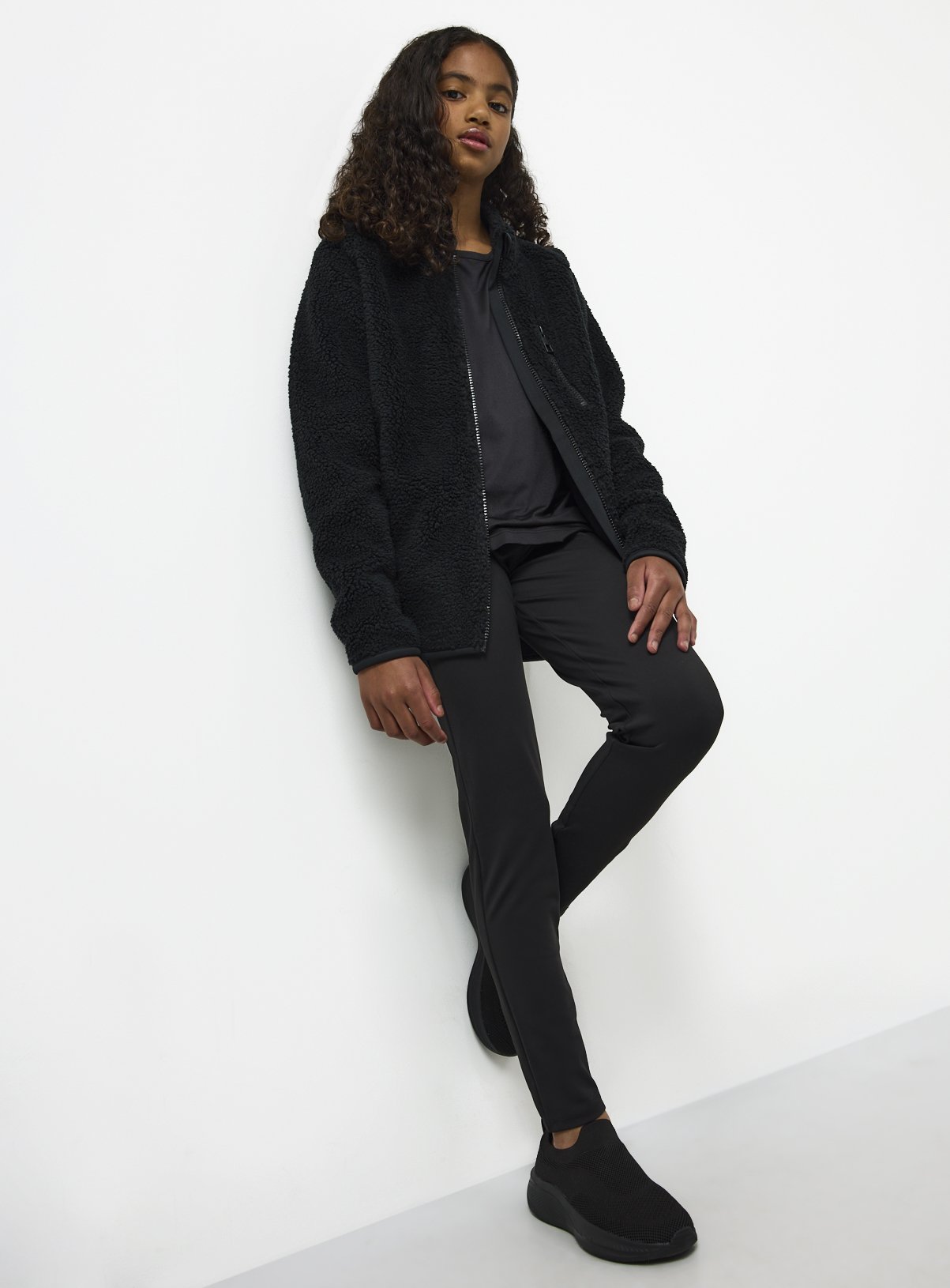 Black Polyester Blend High Waisted School Leggings 13 years - Image 2 thumbnail