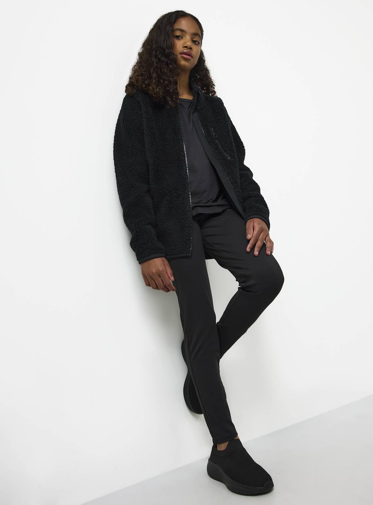 Black Polyester Blend High Waisted School Leggings 13 years - Image 2