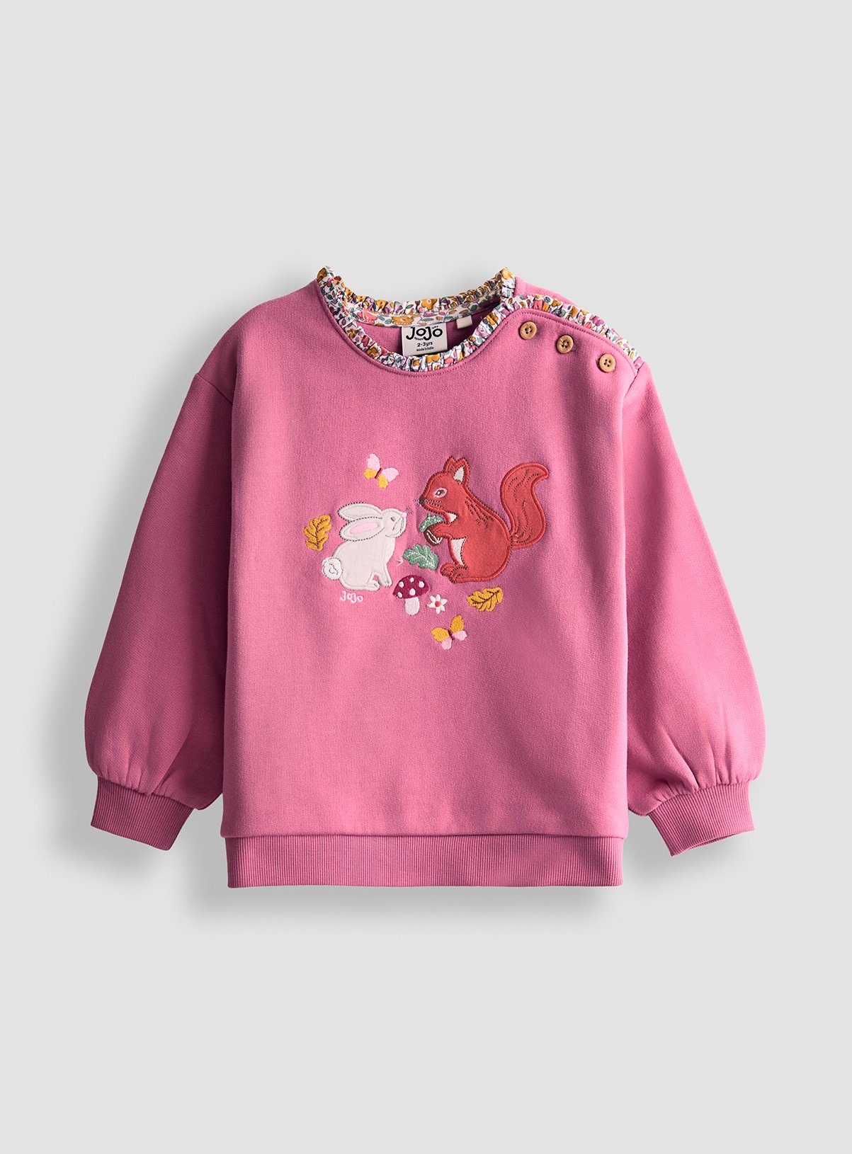 Purple Purple JOJO MAMAN BÉBÉ Woodland Friends Applique Sweatshirt With Frill - JoJo Maman Bebe by Sainsbury's