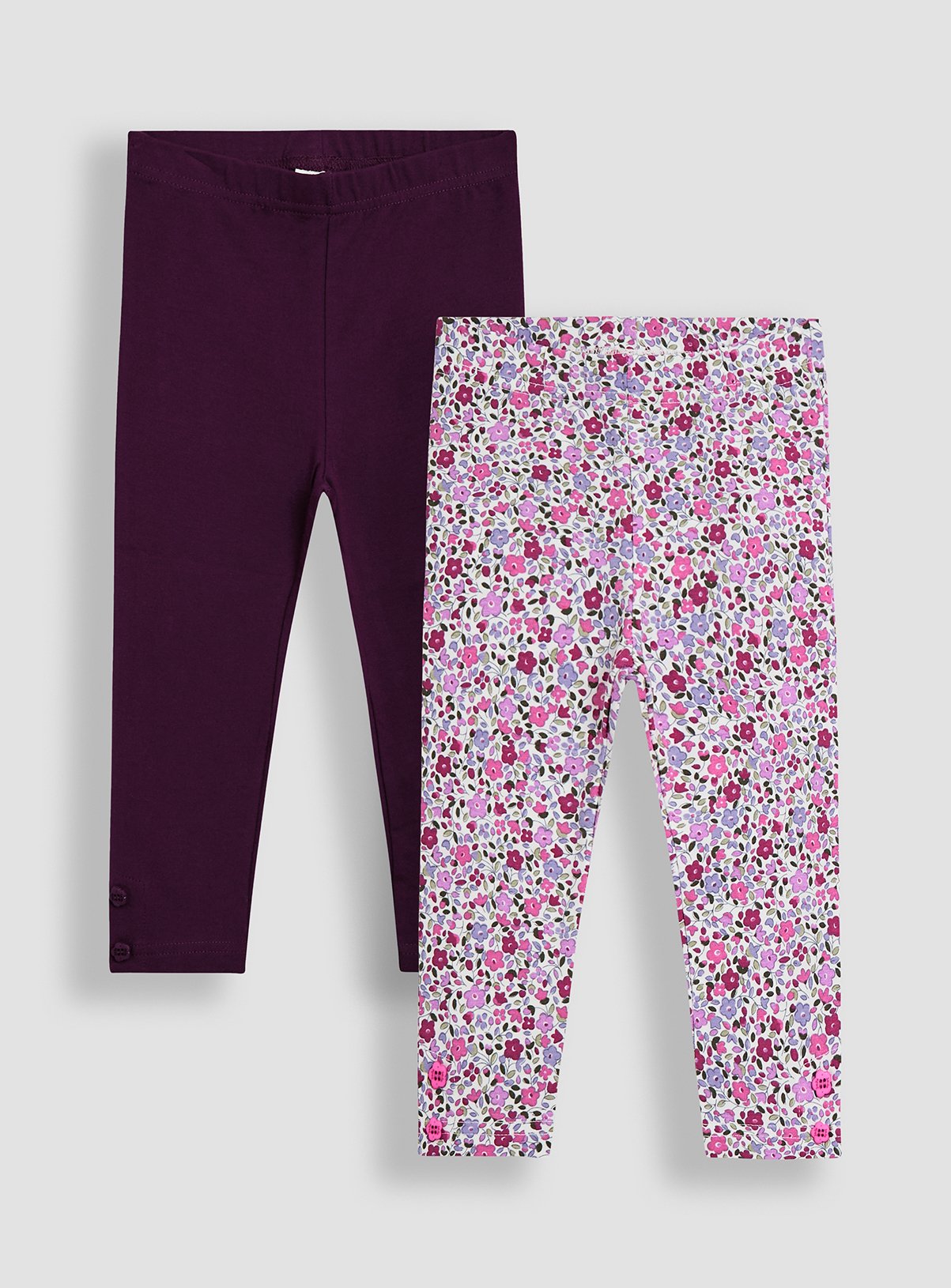Purple Purple JOJO MAMAN BÉBÉ 2 Pack Ditsy Floral Leggings (6-12 Months) - JoJo Maman Bebe by Sainsbury's