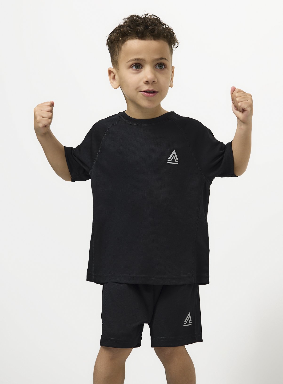Black Polyester Active Short Sleeve T-Shirt and Shorts Set 4 years - Image 1 thumbnail