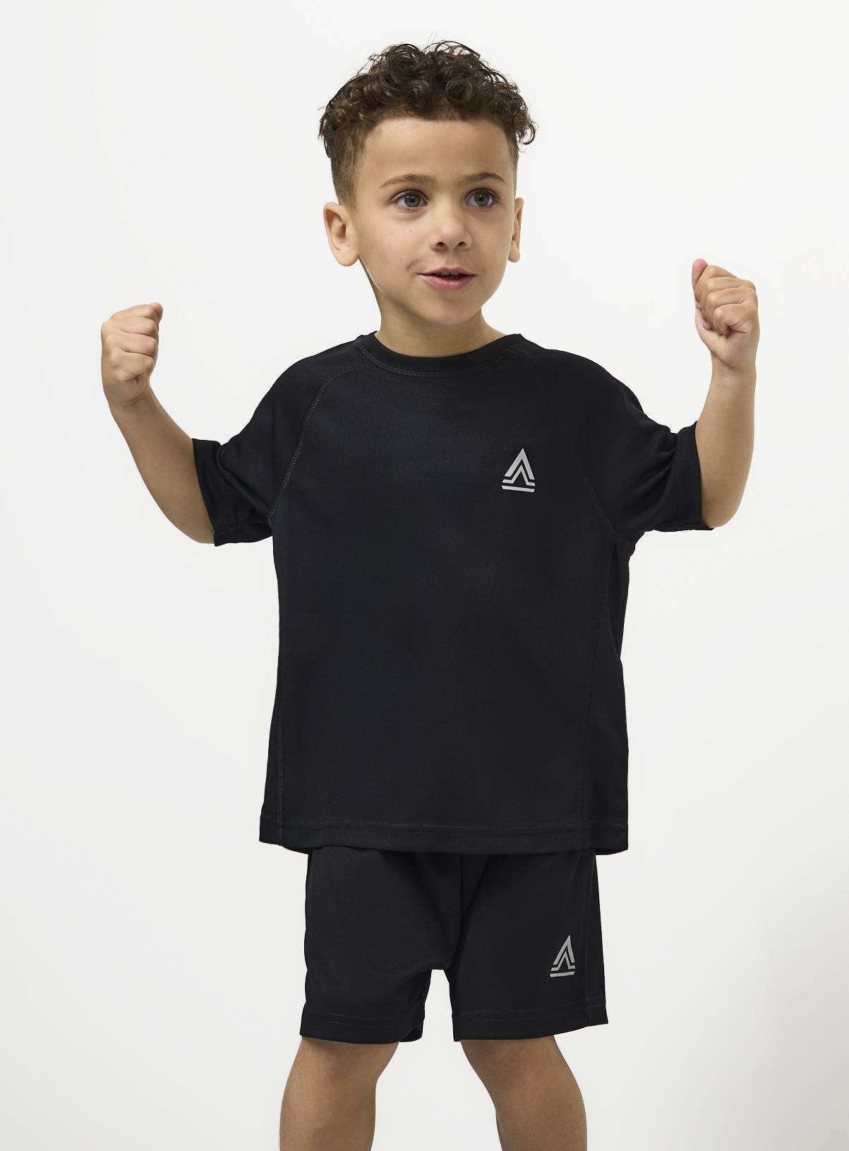Black Polyester Active Short Sleeve T-Shirt and Shorts Set 4 years - Image 1