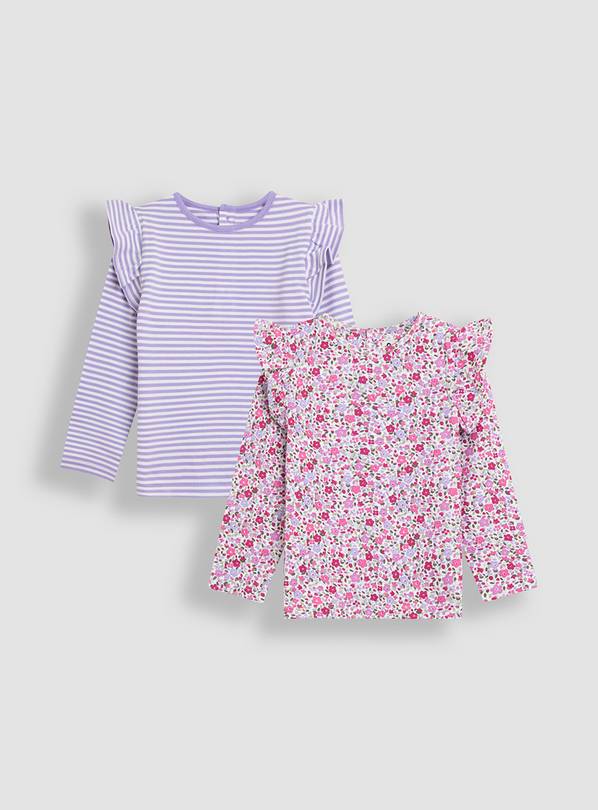JOJO MAMAN BÉBÉ 2 Pack Ditsy And Stripe Tops 6-12 months