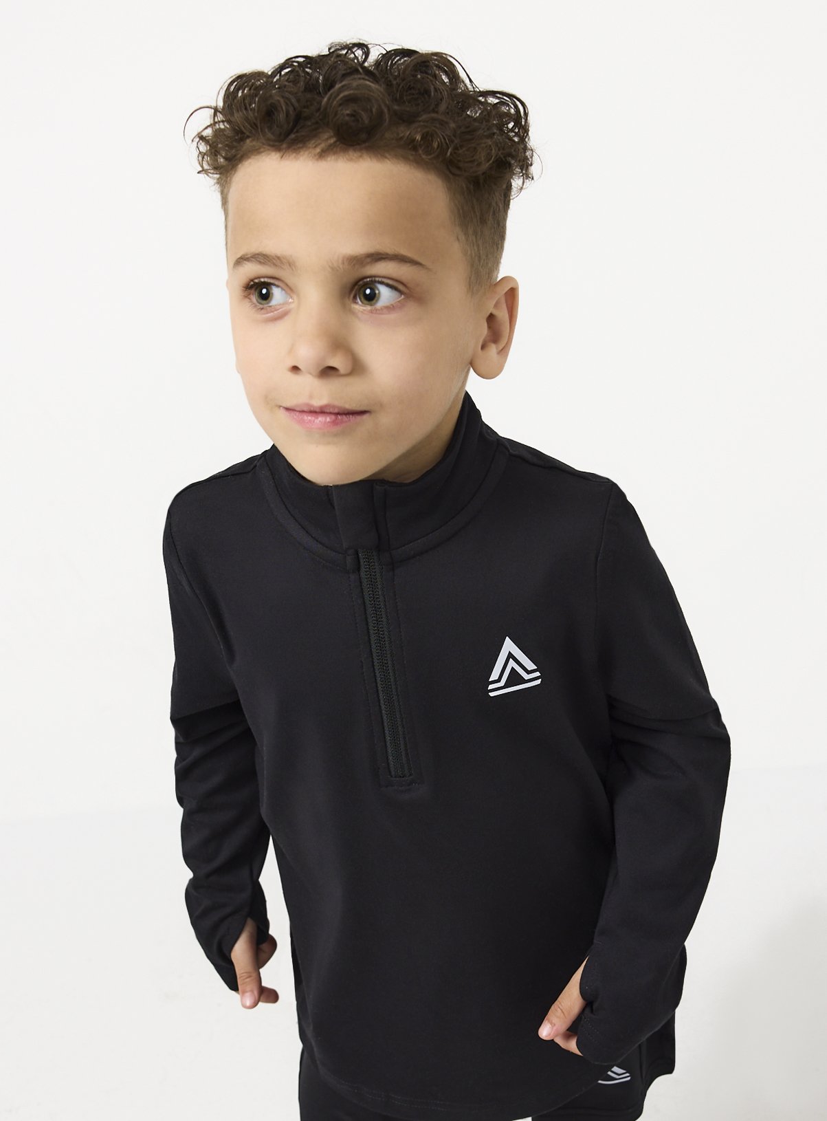Black Polyester Half Zip Funnel Neck Active Sweatshirt 3 years - Image 2 thumbnail