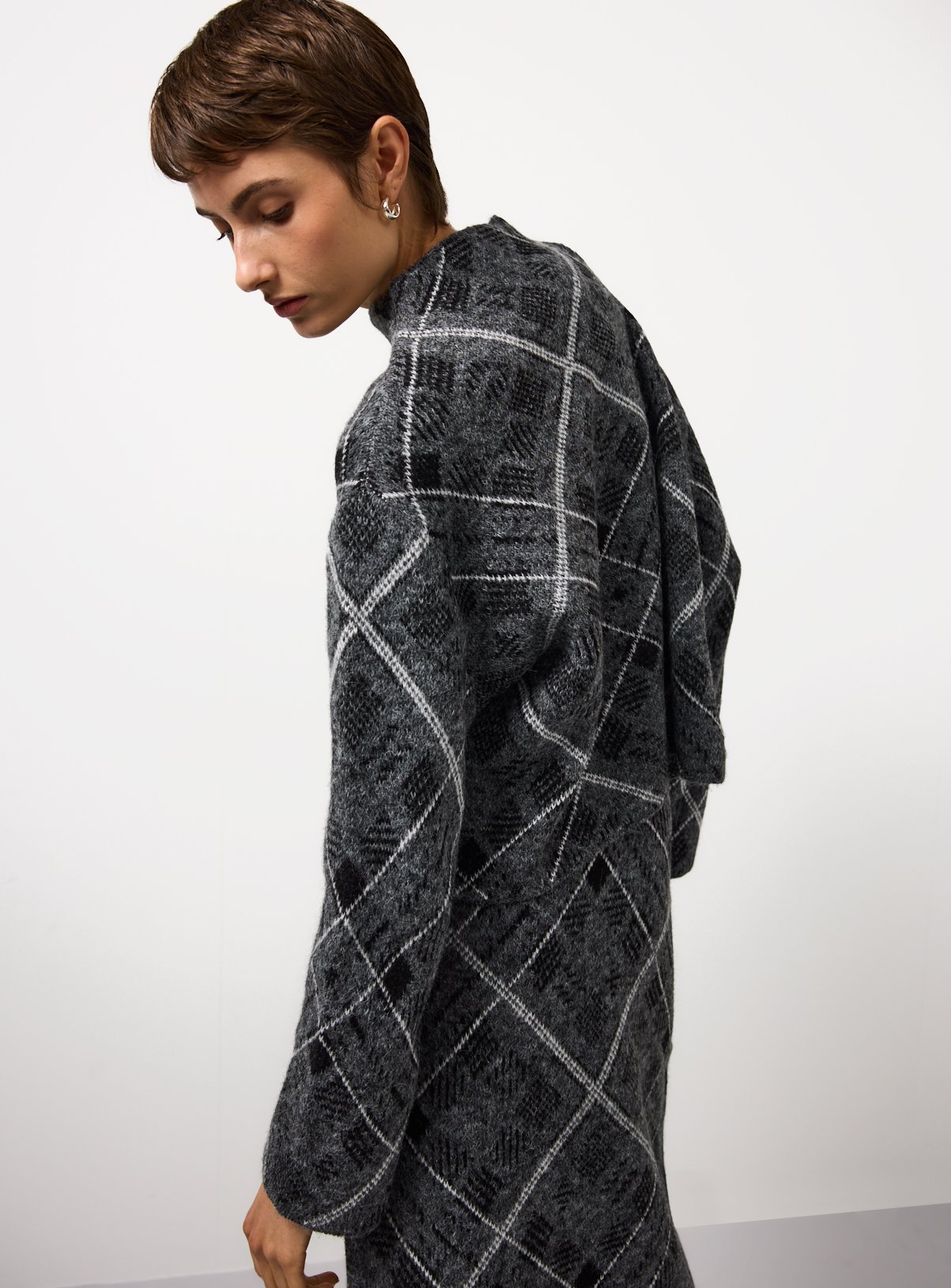 Grey Brushed Check High Neck Co-ord Jumper 16 - Image 4 thumbnail
