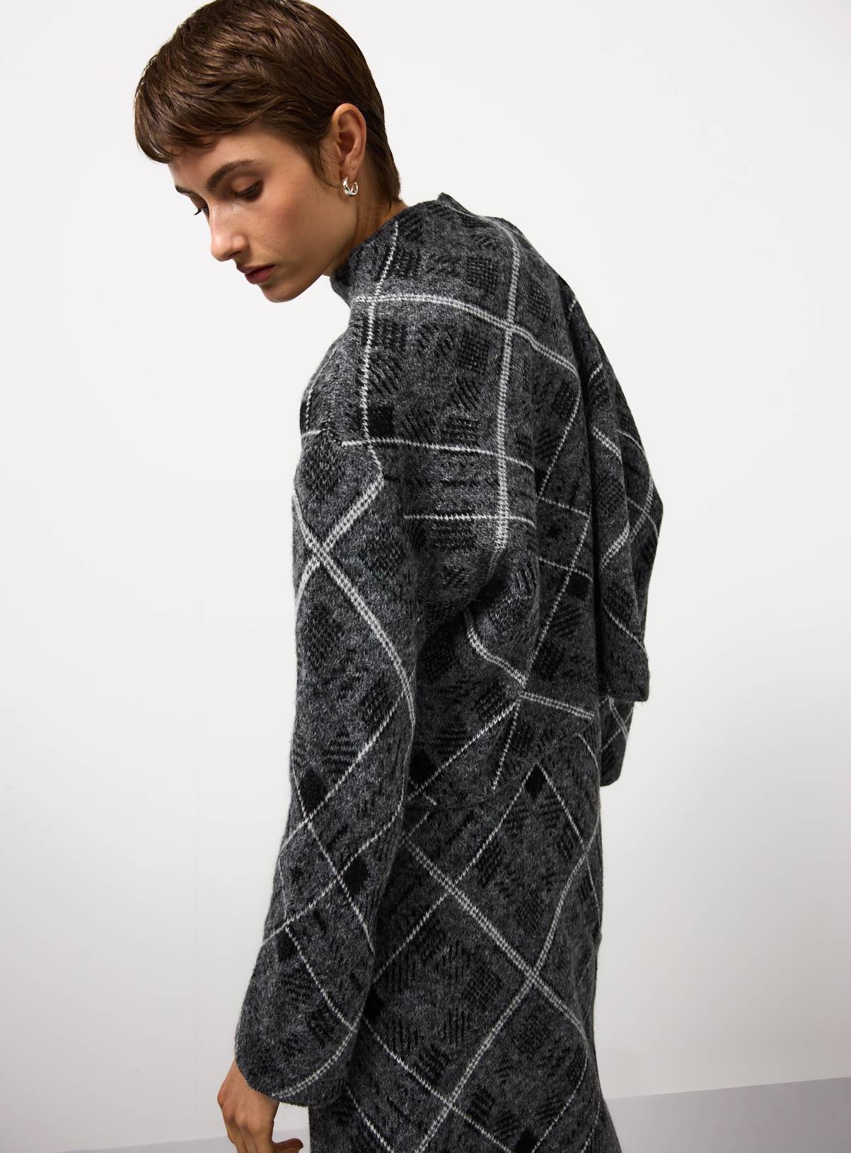 Grey Brushed Check High Neck Co-ord Jumper 16 - Image 4