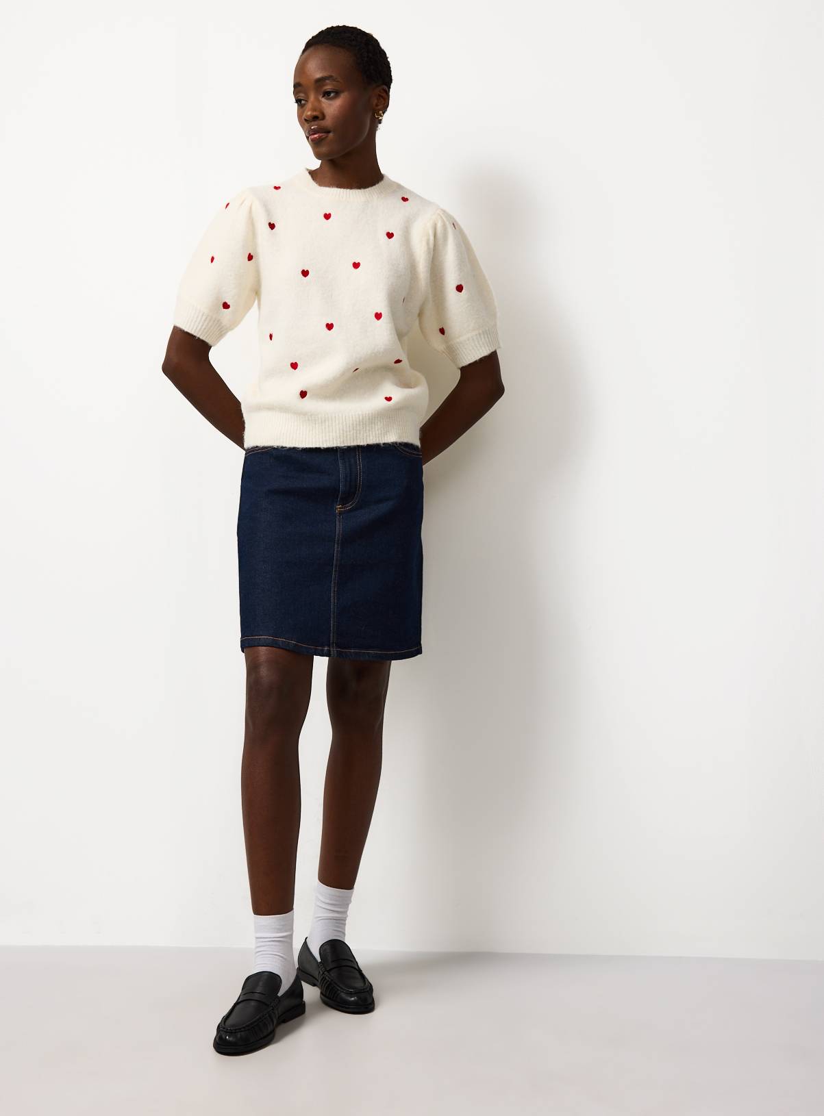 Cream Valentine's Day Heart Print Knitted Top 12 - Image 2