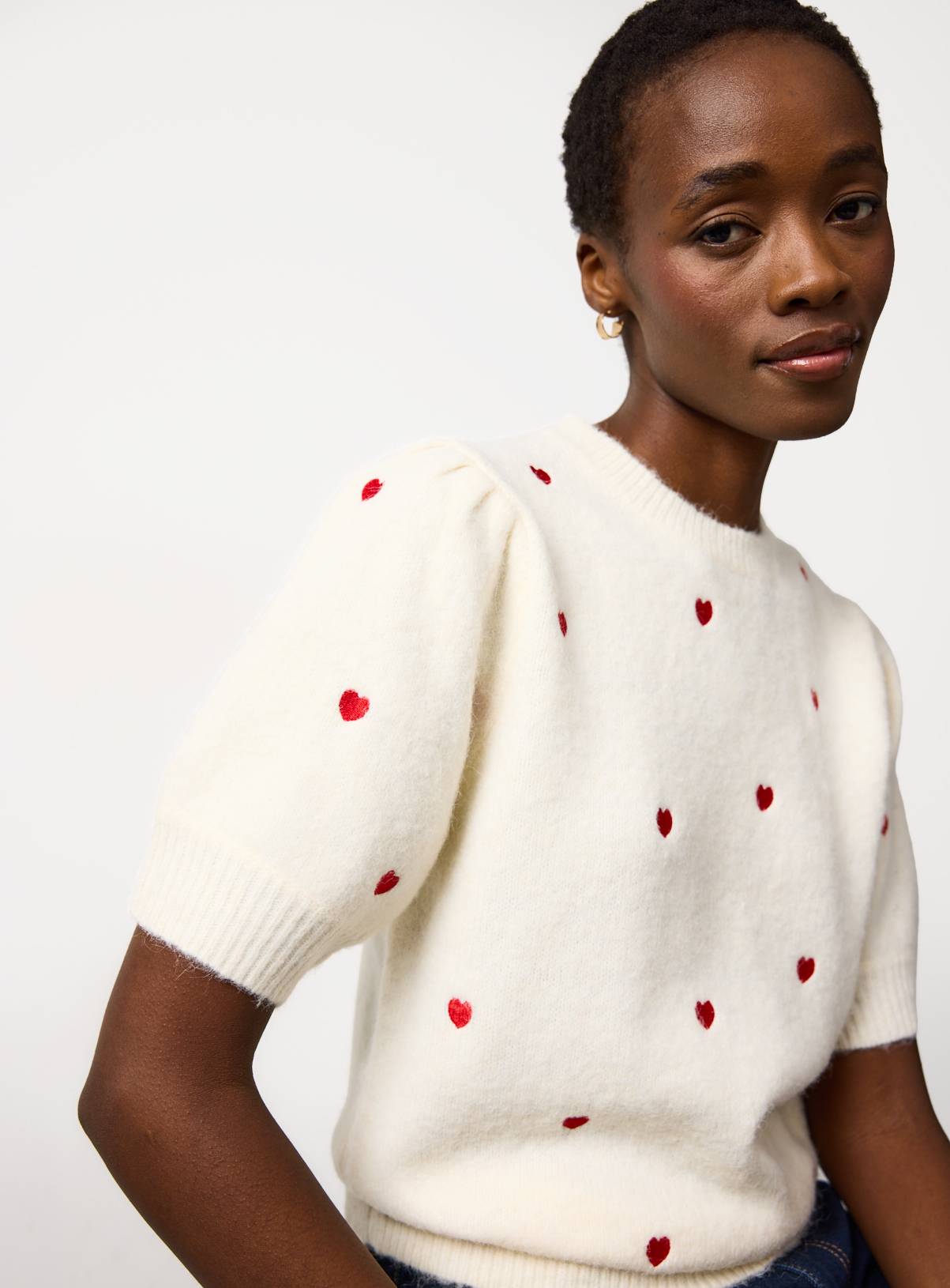Cream Valentine's Day Heart Print Knitted Top 12 - Image 3