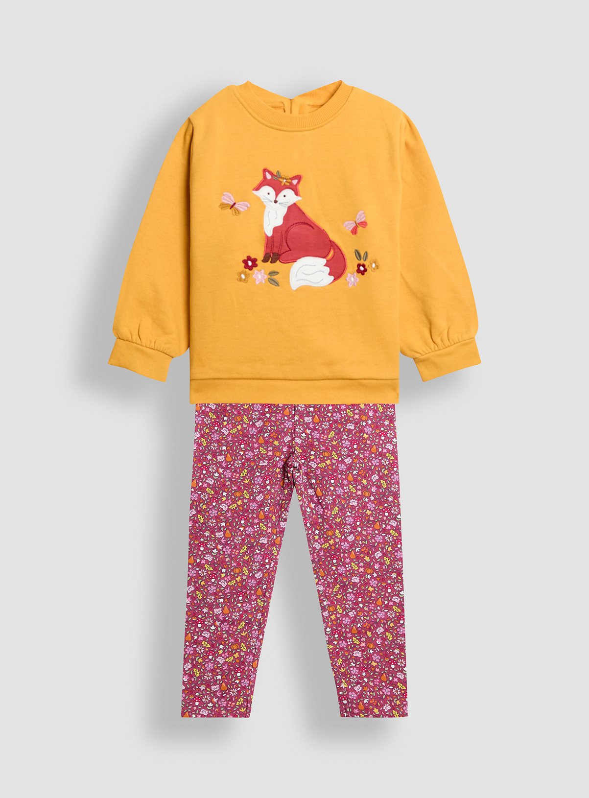 JOJO MAMAN BÉBÉ Fox And Flower Sweatshirt And Legging Set 6-12 months - Image 1 thumbnail