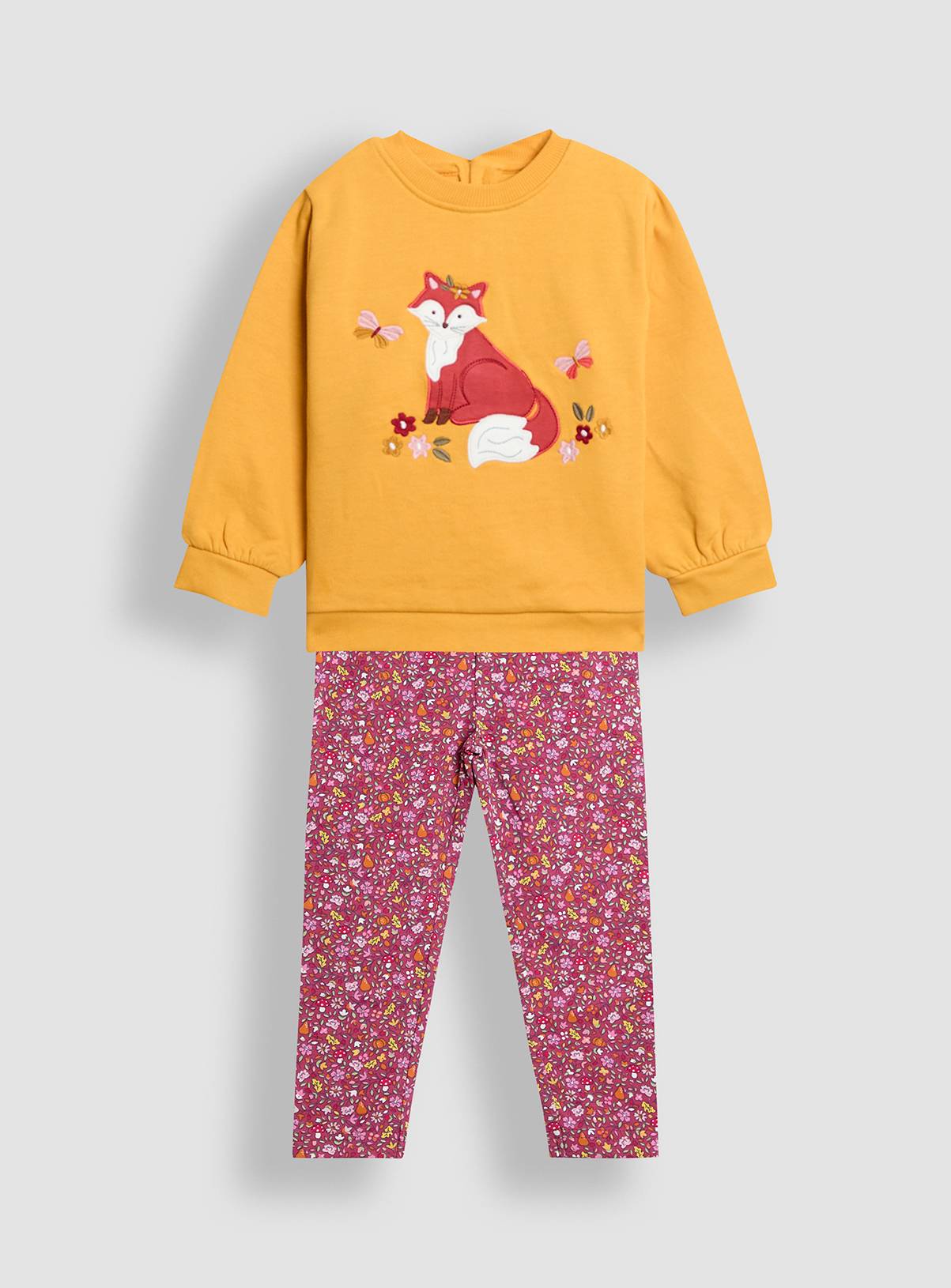 JOJO MAMAN BÉBÉ Fox And Flower Sweatshirt And Legging Set 6-12 months - Image 1