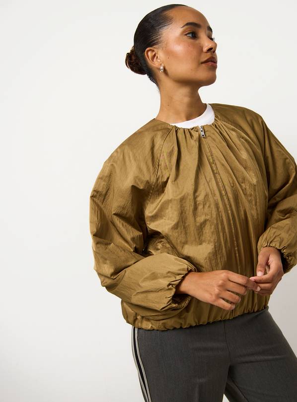 Tan Bubble Hem Textured Jacket 12