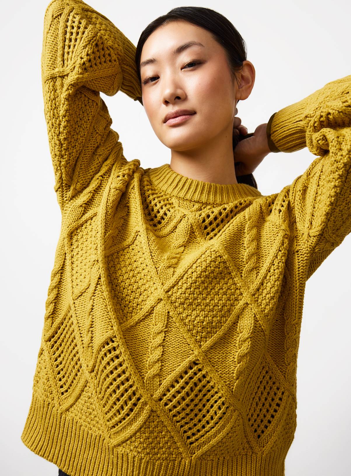 Mustard Cable Knit Jumper 10 - Image 1
