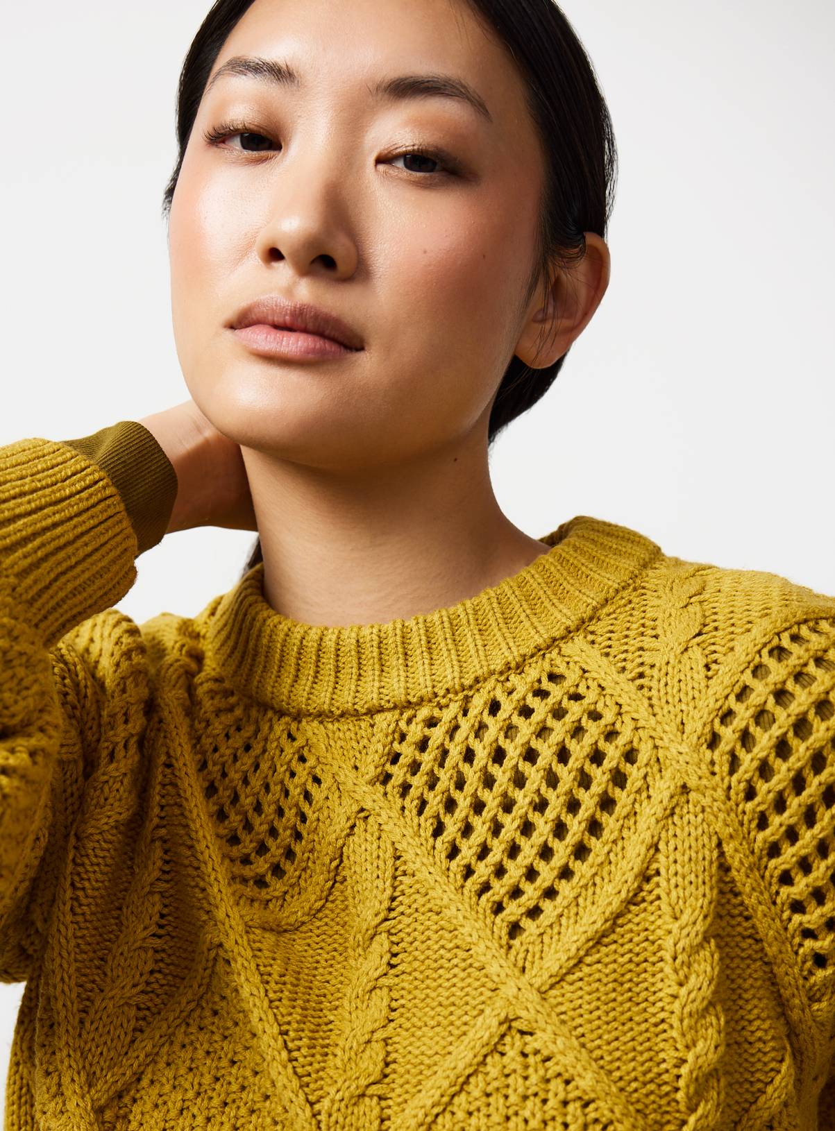 Mustard Cable Knit Jumper 10 - Image 3