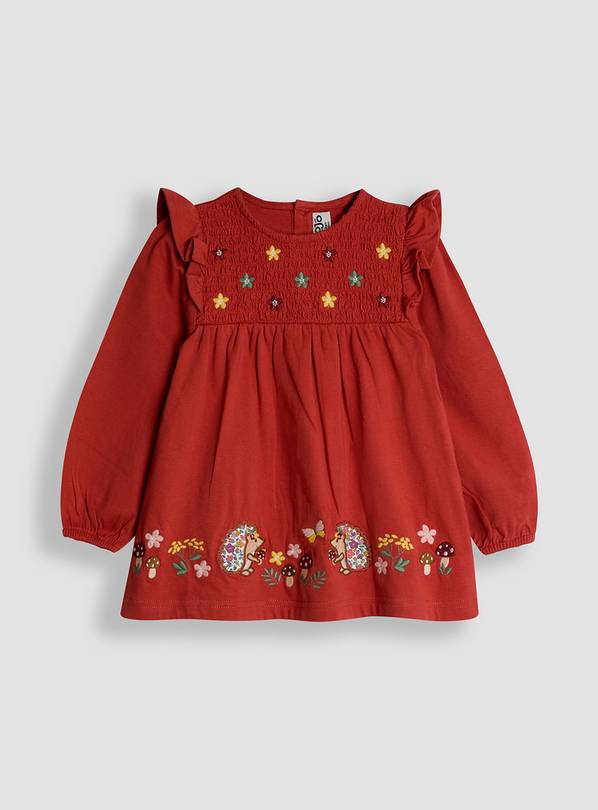 JOJO MAMAN BÉBÉ Hedgehog Ditsy Smocked Embroidered Frill Tunic 18-24 months