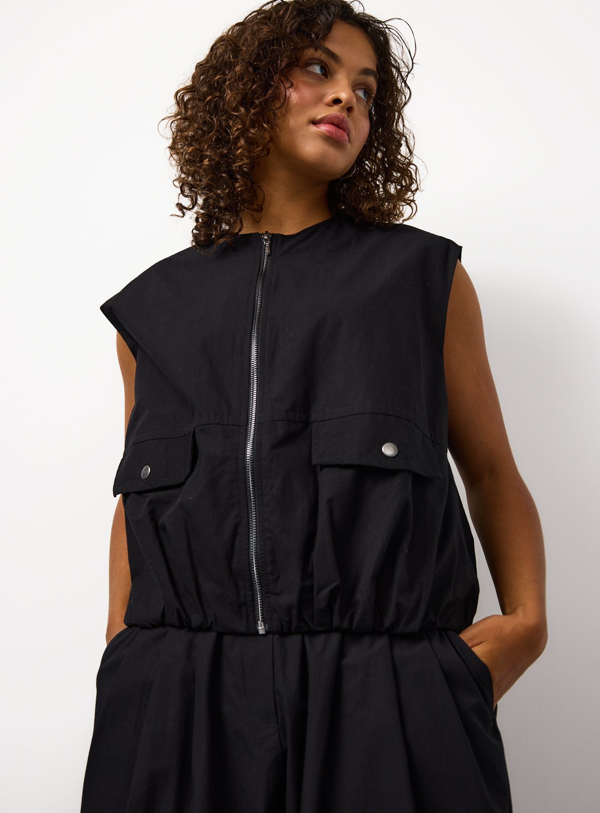 Black Poplin Utility Waistcoat 14