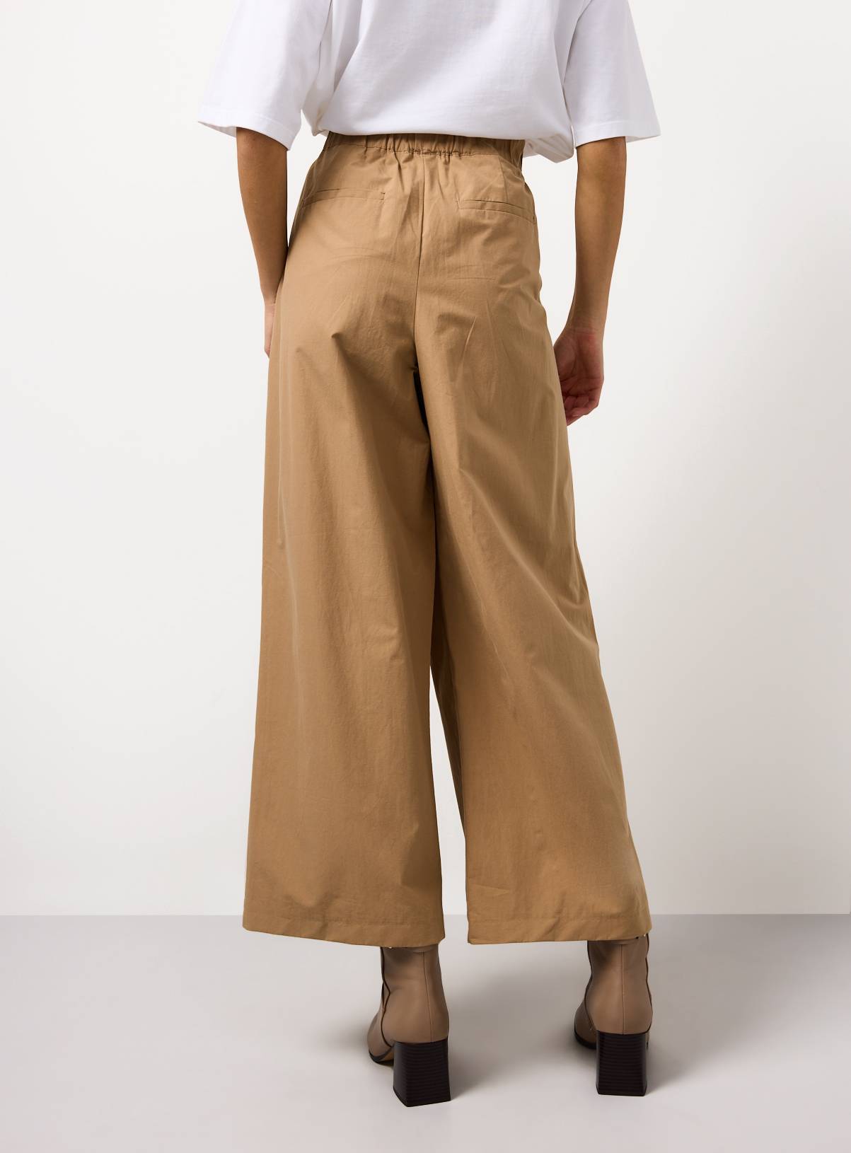 Stone Pleated Wide Leg Poplin Trousers 16 - Image 4